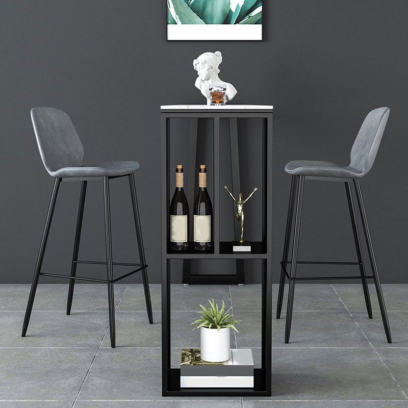 Industrial Style Bistro Bar Desk Stone Rectangle Pub Table for Cafe and Breakroom