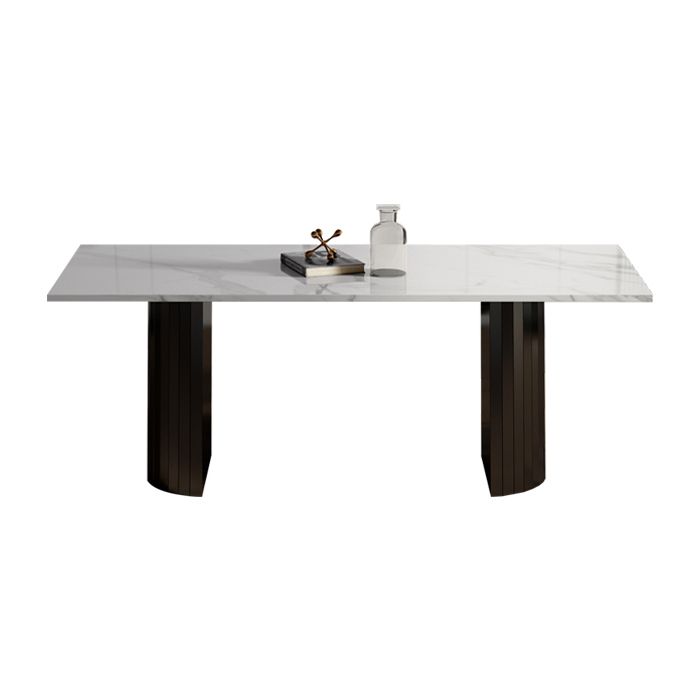 Metal Contemporary Double Pedestal Dining Table Sintered Stone Table for Dining Room Clearhalo ' dining_table' 'Dining Tables & Seating' 'Dining Tables' 'furn' 'furn_dining_table' 'Furniture' 'furniture_dining_table' 'Kitchen & Dining Furniture' 'kitchen&dining_furn' 'kitchen' 'kitchen_dining_table' 1200x1200_d2a1c25c-e846-4b9a-b449-3755629d1a8b