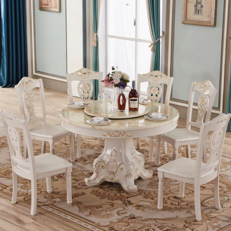 Solid Wood Victorian Round Table White Marble Top Table with Pedestal Clearhalo ' dining_table' 'Dining Tables & Seating' 'Dining Tables' 'furn' 'furn_dining_table' 'Furniture' 'furniture_dining_table' 'Kitchen & Dining Furniture' 'kitchen&dining_furn' 'kitchen' 'kitchen_dining_table' 1200x1200_d2a26d5b-d4ac-4320-aa33-592a32b0a0fc