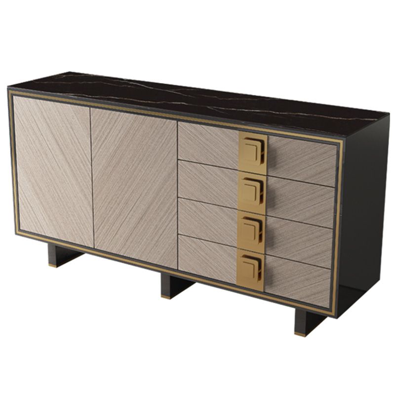 Scheda laterale Glam 4-Drawer Abbazzine nera a 2 porte con base di metallo