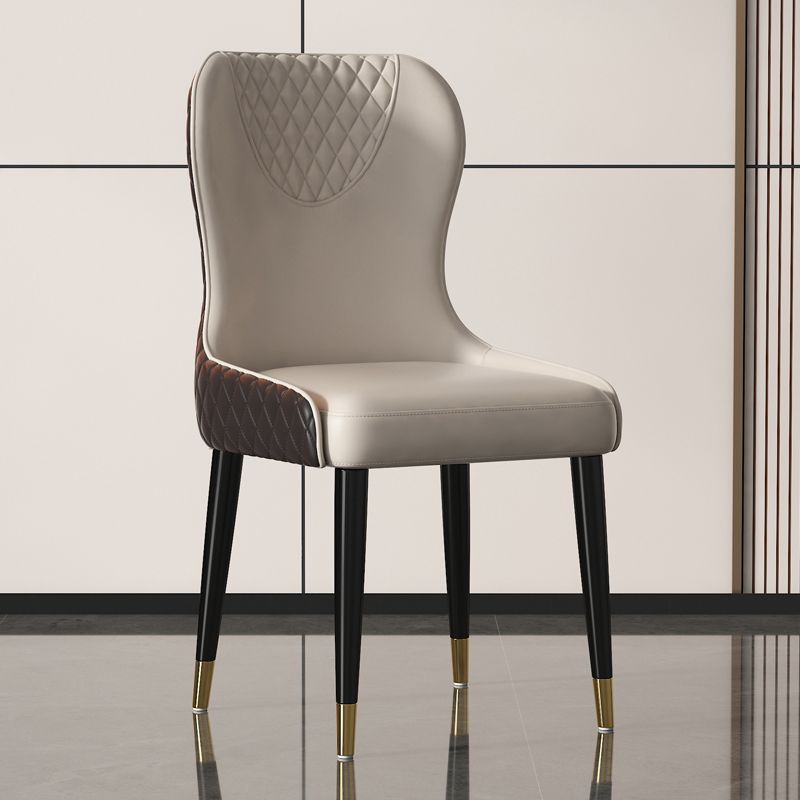 Nordic Style Armless Solid Back Chairs Faux Leather Dining Chairs Clearhalo 'Dining Chairs' 'Dining Tables & Seating' 'dining_chair' 'furn' 'furn_dining_chair' 'Furniture' 'furniture_dining_chair' 'Kitchen & Dining Furniture' 1200x1200_d2a656c7-0a35-49b1-ae4b-c2a3c812f3a5