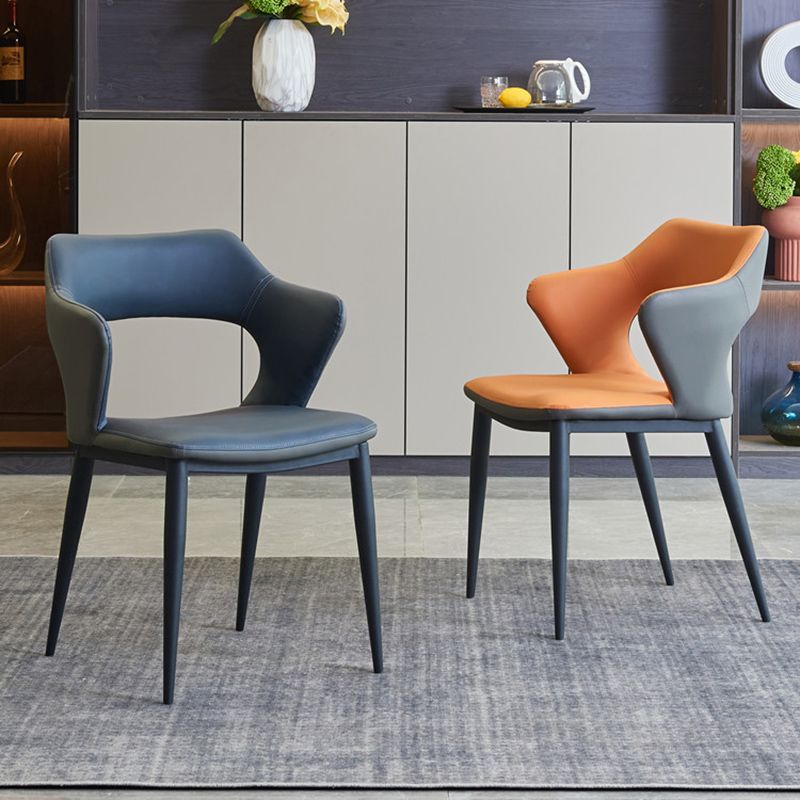 Contemporary Style Metal Dining Chairs Open Back Side Chairs for Kitchen Clearhalo ' kitchen&dining_furn' 'Dining Chairs' 'Dining Tables & Seating' 'dining_chair' 'furn' 'furn_dining_chair' 'Furniture' 'furniture_dining_chair' 'Kitchen & Dining Furniture' 'kitchen' 1200x1200_d2a736f8-5fb8-41c2-aec1-07e18cf51c22