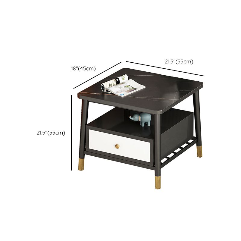 4 Legs Metal End Table Luxurious Stone Top Side End Snack Table Clearhalo 'Coffee & Accent Tables' 'End & Side Tables' 'end_side_tables' 'furn' 'furn_end_side_tables' 'Furniture' 'Living Room Furniture' 1200x1200_d2a7b045-3f6b-4f7e-8159-828d8f7e9bf0