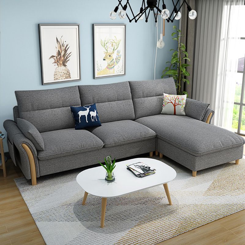 Pouf en tissu inclus Canapé sectionnel avec bras évasé recouvert d'une housse