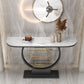 Contemporary Stone Console Sofa Table Half Moon Iron End Table for Hall