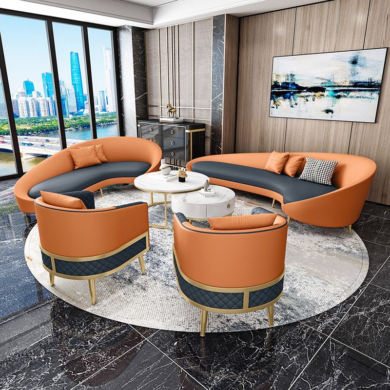 Divano a forma di luna curva contemporanea in pelle finta per soggiorno per soggiorno