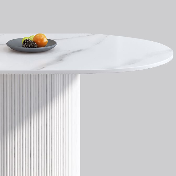 Oval Shape White Tone Table Simplicity Pedestal Table for Dining Room Clearhalo ' dining_table' 'Dining Tables & Seating' 'Dining Tables' 'furn' 'furn_dining_table' 'Furniture' 'furniture_dining_table' 'Kitchen & Dining Furniture' 'kitchen&dining_furn' 'kitchen' 'kitchen_dining_table' 1200x1200_d2abed9f-4763-4879-a648-8350fb3e3f4a