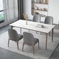 White Stone Top Dining Table Mid-Century Modern Dining Table with 4 Wood Legs