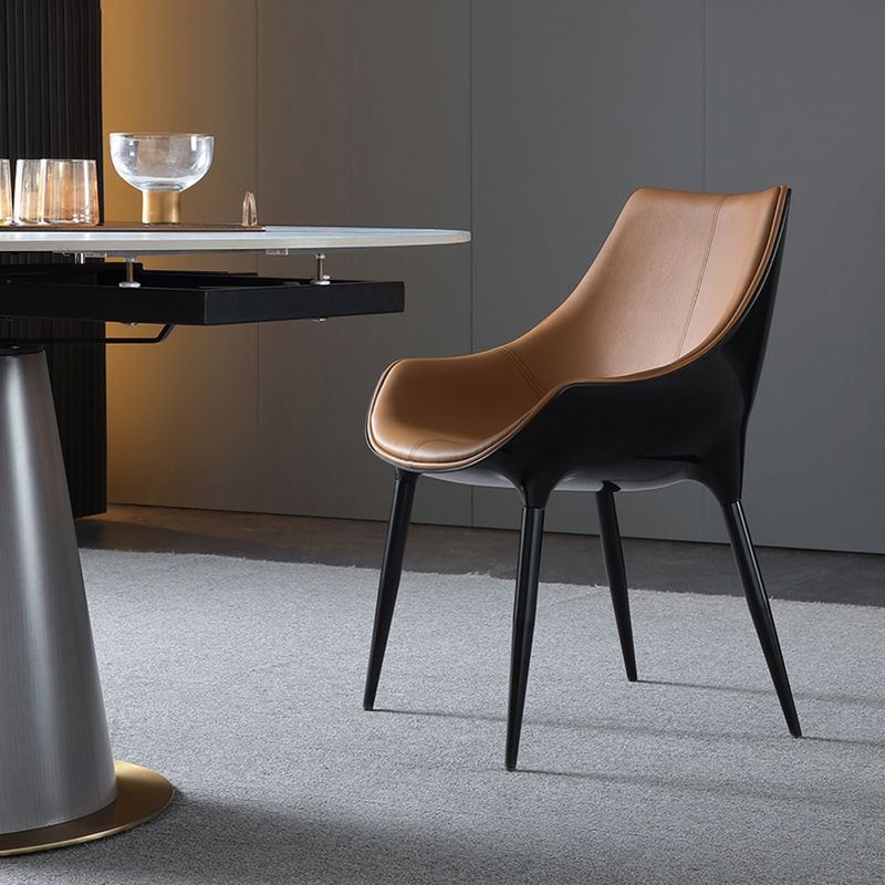 Modern Leather Dining Room Chair Arm Metal Dining Chairs for Restaurant Clearhalo ' kitchen&dining_furn' 'Dining Chairs' 'Dining Tables & Seating' 'dining_chair' 'furn' 'furn_dining_chair' 'Furniture' 'furniture_dining_chair' 'Kitchen & Dining Furniture' 'kitchen' 1200x1200_d2aeb1fb-1e6f-4830-ba76-8aefa1db44d7