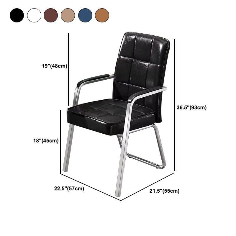 Modern Fixed Arms Leather Chair No Wheels Mid-Back Office Chair Clearhalo 'furn' 'furn_office_chair' 'Furniture' 'Office Chairs' 'Office Furniture' 'office_chair' 1200x1200_d2aecfd4-399a-4537-aeaf-782d6d50b4c7