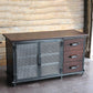 Industrial Iron 2 - Door Accent Cabinet Distressed Wood Chest with 3 Drawers