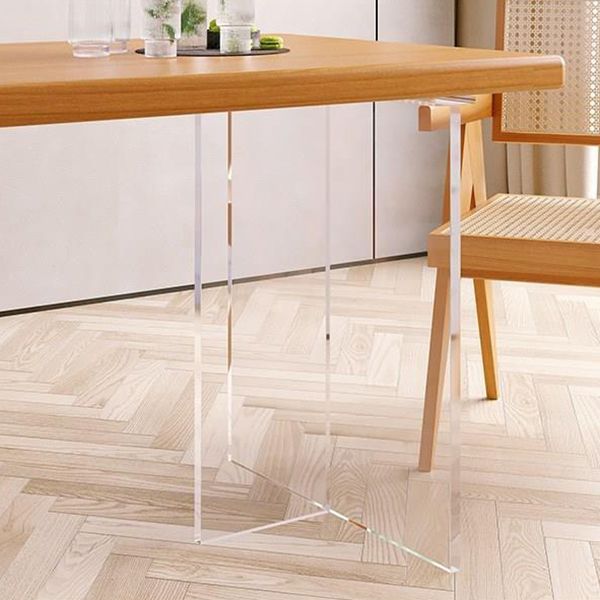 Rechteckiger Esstisch mit Acrylbasis, moderner Tisch aus Kiefernholz für die Küche