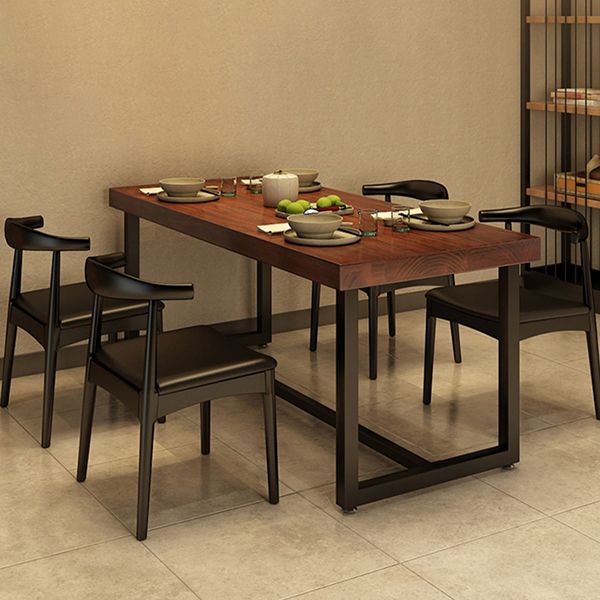 Tavolo da pranzo rettangolare con base nera Tavolo industriale in legno di pino per cucina