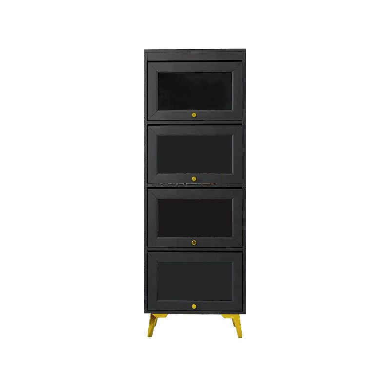 Modern 11.81" W Wooden Side Cabinet with Glass Doors in Black Clearhalo 'Cabinets & Chests' 'cabinets_chests' 'furn' 'furn_cabinets_chests' 'Furniture' 'Living Room Furniture' 1200x1200_d2b0ca36-724a-4736-88c7-844649b09606