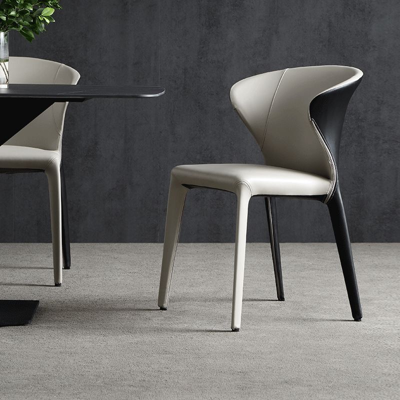 Sedia da pranzo in pelle di Wingback in pelle moderna per sala da pranzo