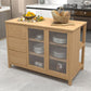 Traditional Stationary Kitchen Island Set Rectangular Wood Kitchen Island Set for Home Use