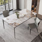 Modern Stone Dining Table Set 1/2/3/5/7 Pieces Dining Set with Solid Back Chairs