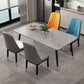 Mesa de comedor rectangular estilo Glam, mesa de comedor con tapa de piedra para uso en cocina