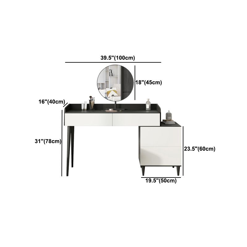 Black Stone Top Vanity Table Set Modern Simple Drawers in Included Makeup Dressing Table Clearhalo 'Bedroom Furniture' 'furn' 'furn_makeup_vanities' 'Furniture' 'Makeup Vanities' 'makeup_vanities' 1200x1200_d2b368f1-c448-45f8-ad2d-d3d18a32fe93