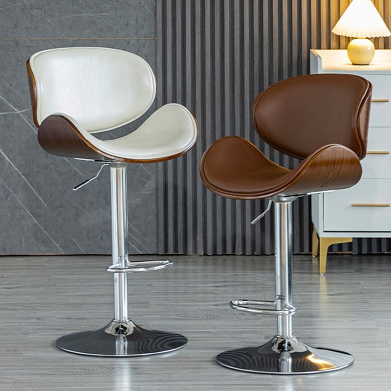 Scandinavian Adjustable Height Swivel Counter Stools Leather Wood Bar Stools (1 Piece) Clearhalo 'Bar Furniture' 'Bar Stools' 'bar_stools' 'furn' 'furn_bar_stools' 'furniture_bar_stools' 'Kitchen & Dining Furniture' 'kitchen&dining_furn' 'kitchen' 'kitchen_furn' Furniture' 1200x1200_d2b3e3c9-57bf-46f7-ac73-606e36c1b2fc