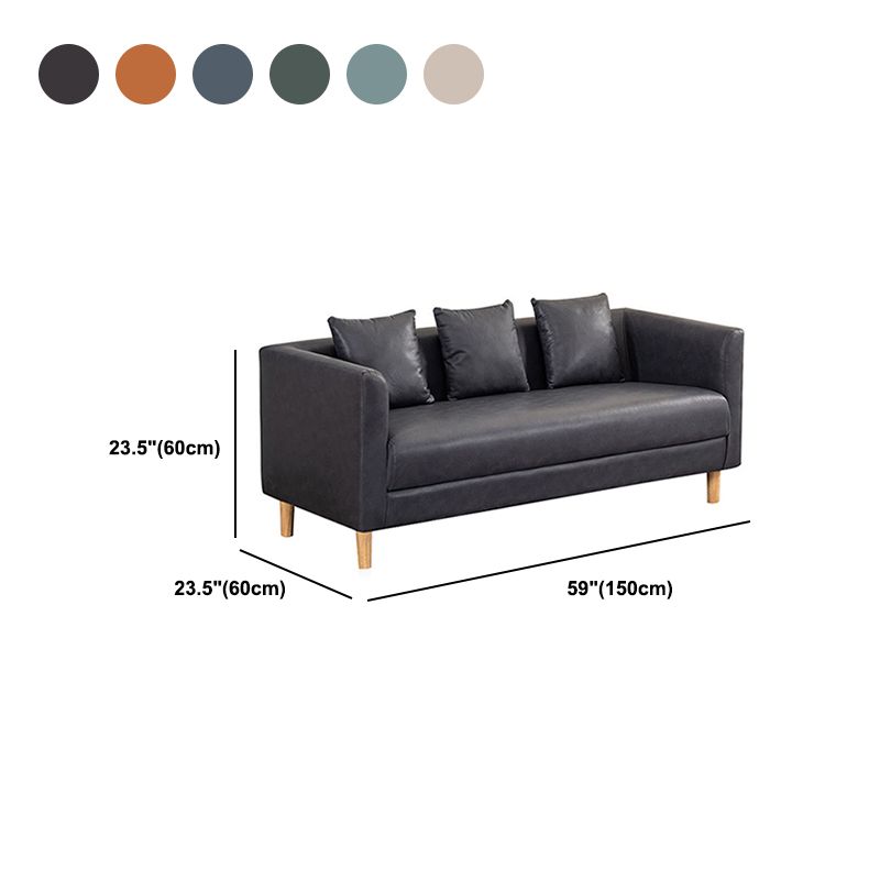 Faux Leather 3-seater  Sofa Tuxedo Arm Stain Resistant 23.62" Wide