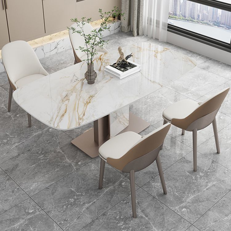 Luxury Sintered Stone Dining Table Single Pedestal Base Rectangle Table for Home Clearhalo ' dining_table' 'Dining Tables & Seating' 'Dining Tables' 'furn' 'furn_dining_table' 'Furniture' 'furniture_dining_table' 'Kitchen & Dining Furniture' 'kitchen&dining_furn' 'kitchen' 'kitchen_dining_table' 1200x1200_d2b4ddc3-98bc-4bbb-a6af-f06945113e1f