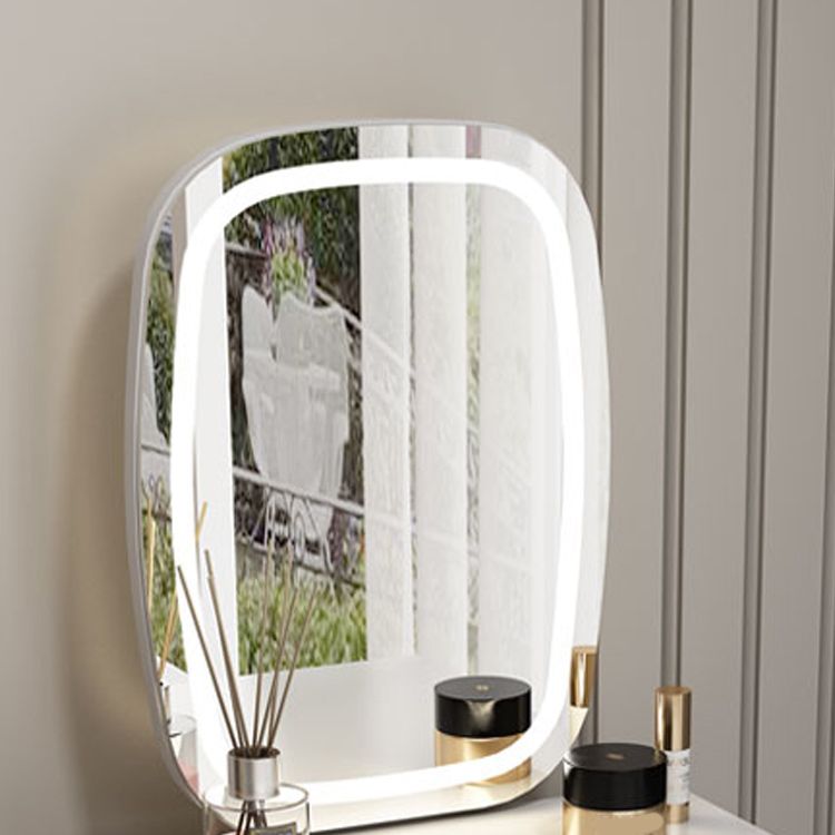 Scandinavian Solid Wood Vanity Dressing Table with Mirror and Stool