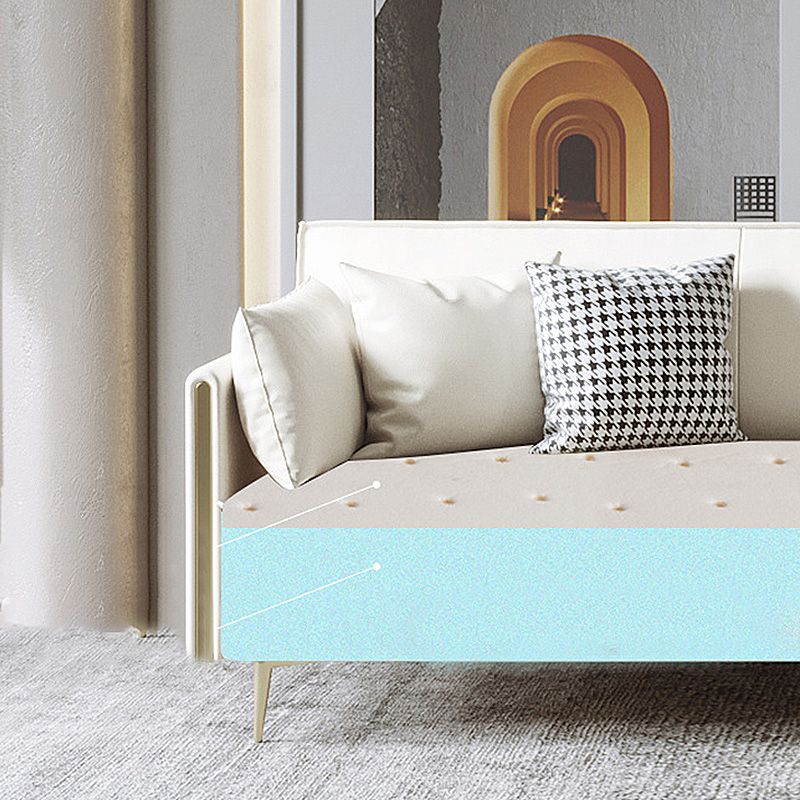 Recessed Arm Beige Cushion Back Sectional Stain-Resistant Genuine Leather Sofa Clearhalo 'furn' 'furn_sectionals' 'Furniture' 'furniture_sectionals' 'kitchen' 'kitchen_sectionals' 'Living Room Furniture' 'Sectionals' 1200x1200_d2b53720-3b73-4d76-8329-c710bb34cccf