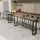 Rectangle Bar Pub Table Set 1/5 Pcs Modern Iron Frame Bar Table and Upholstered Stools