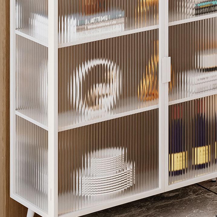 Polished Finish Metal Sideboard Glam Indoor Dining Server with Clear Glass Doors Clearhalo 'buffet_sideboard' 'Buffets & Sideboards' 'furn' 'furn_buffet_sideboard' 'Furniture' 'Kitchen & Dining Furniture' 1200x1200_d2baa3da-b485-4868-9b89-e43286001075