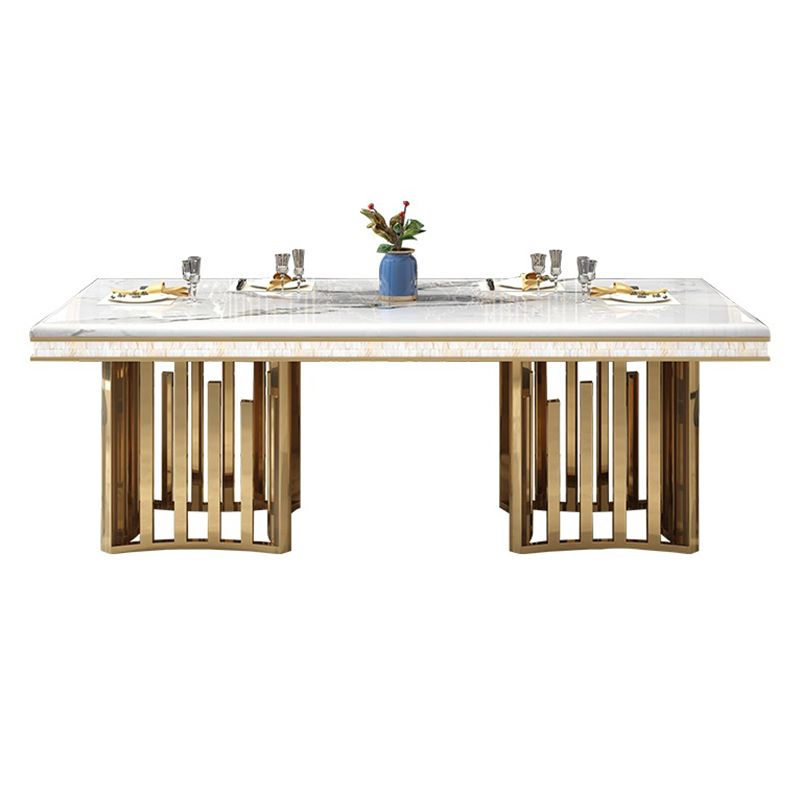 Glam Faux Marble Dining Table Dining Rectangle Table with Metal Legs for Home Clearhalo 'Dining Tables & Seating' 'Dining Tables' 'dining_table' 'furn' 'furn_dining_table' 'Furniture' 'Kitchen & Dining Furniture' 1200x1200_d2bafdb0-d3c8-4ad6-a6d0-2ed7065e2f5b