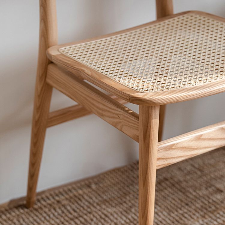 Wood Rattan Scandinavian Style Dining Chair Dining Room Open Back Dining Side Chair Clearhalo ' kitchen&dining_furn' 'Dining Chairs' 'Dining Tables & Seating' 'dining_chair' 'furn' 'furn_dining_chair' 'Furniture' 'furniture_dining_chair' 'Kitchen & Dining Furniture' 'kitchen' 1200x1200_d2bb37a2-367e-42ad-a4e0-be962cfeff03