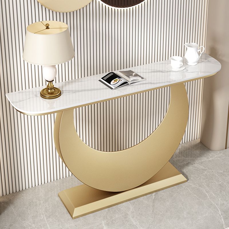 Tavolo di accento di mezza luna di pietra moderna da 31,5 "tavolo da console alta per Hall