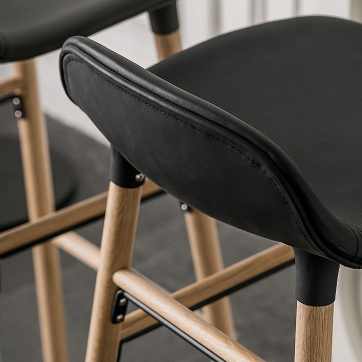 Faux Leather Counter Stool Modern Style Low Back Barstool with Solid Wood Legs Clearhalo 'Bar Furniture' 'Bar Stools' 'bar_stools' 'furn' 'furn_bar_stools' 'Furniture' 'Kitchen & Dining Furniture' 1200x1200_d2c05204-2989-4b93-a00a-e8ca900da3a2