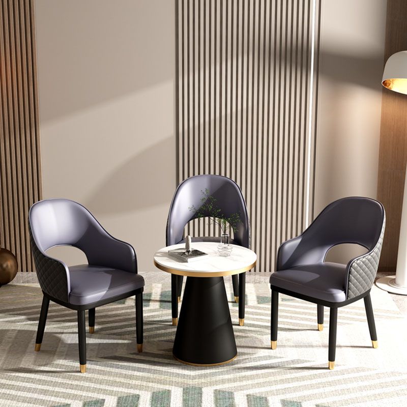 Scandinavian Open Back Arm Dining Chairs Faux Leather Side Chair Clearhalo ' kitchen&dining_furn' 'Dining Chairs' 'Dining Tables & Seating' 'dining_chair' 'furn' 'furn_dining_chair' 'Furniture' 'furniture_dining_chair' 'Kitchen & Dining Furniture' 'kitchen' 1200x1200_d2c2ff9a-0ce1-471c-a748-2453f5d7e713