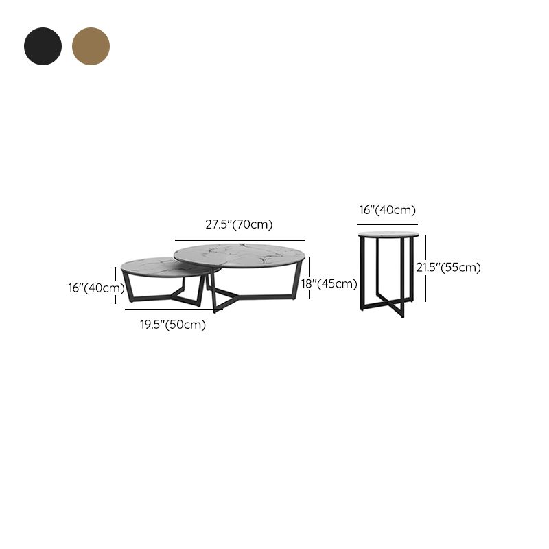 Glam White Frame Coffee Table Round Slate Top Cocktail Table Clearhalo 'Coffee & Accent Tables' 'Coffee Tables' 'coffee_tables' 'furn' 'furn_coffee_tables' 'Furniture' 'Living Room Furniture' 1200x1200_d2c430ff-2d4d-496a-9cc9-85fcc2f970d8