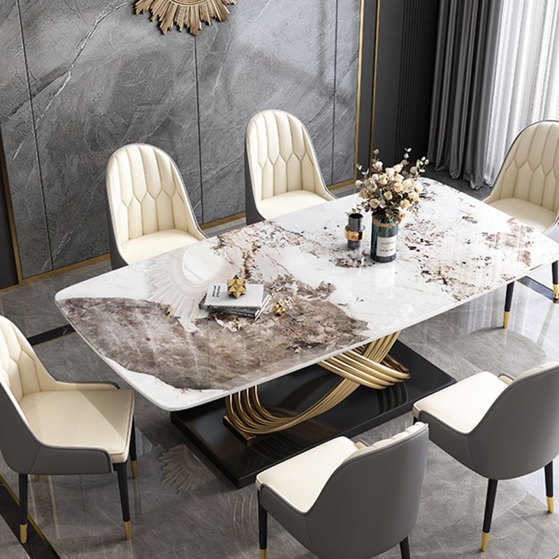 Nordic Glam Rectangle Sintered Stone Table Set 1/4/5/7 Pieces Dining Set Clearhalo 'Dining Room Sets' 'Dining Tables & Seating' 'dining_room_set' 'furn' 'furn_dining_room_set' 'Furniture' 'Kitchen & Dining Furniture' 1200x1200_d2c4ed94-73ae-4db0-bbaa-00d824a7df03