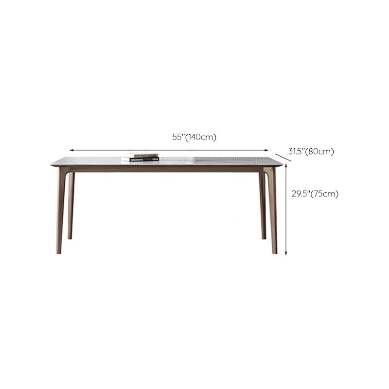 Table rectangulaire Table de salle à manger moderne médiévale en pierre frittée avec base en bois