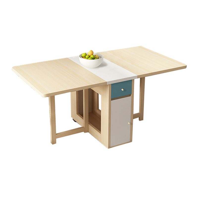 Rectangle Mid-Century Modern Dining Table Drop-Leaf Table with Rubberwood Solid Wood Base Clearhalo ' dining_table' 'Dining Tables & Seating' 'Dining Tables' 'furn' 'furn_dining_table' 'Furniture' 'furniture_dining_table' 'Kitchen & Dining Furniture' 'kitchen&dining_furn' 'kitchen' 'kitchen_dining_table' 1200x1200_d2c5a2aa-9cc7-4d68-837a-3ec3df4dbb52