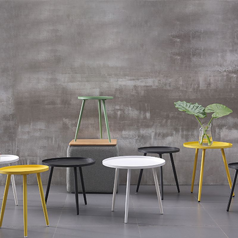 Metal Round 3 Legs End Table Minimalist Tray Top Accent Side Table
