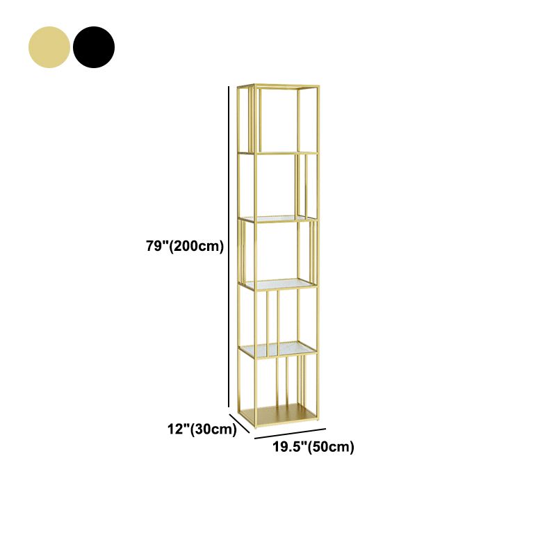 4-Shelf Modern Open Etagere Bookshelf with Iron Frame Glass Shelf Clearhalo 'Bookcases' 'Furniture' 'furniture_bookcases' 'kitchen' 'kitchen_bookcases' 'Living Room Furniture' 'Office Furniture' 1200x1200_d2c74b82-4c88-4bde-a048-d6e2635a311d