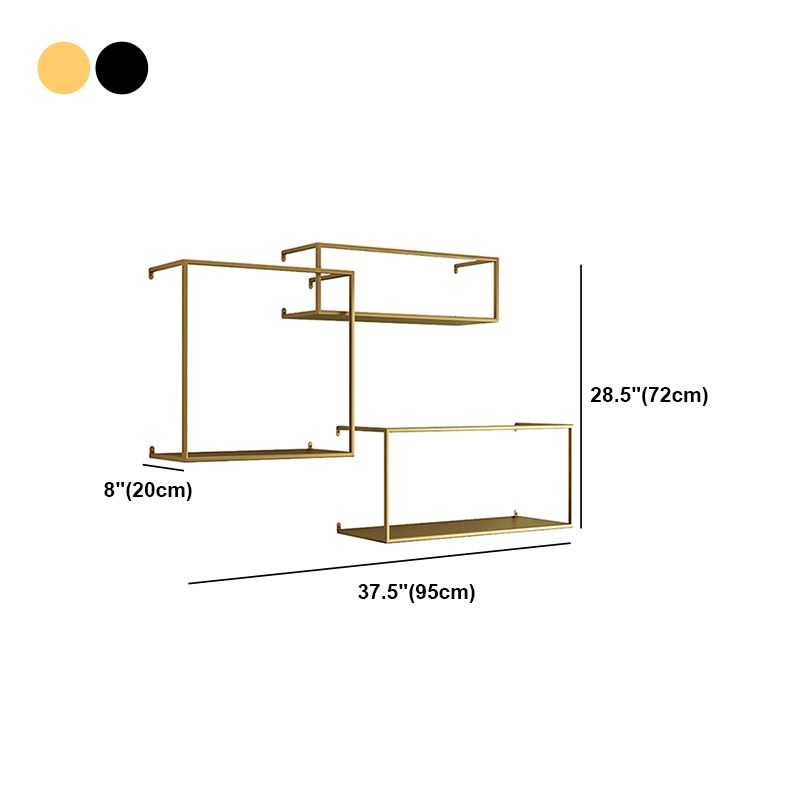 Gold/Black Wall Mounted Bookshelf Iron Modern Closed Back Shelf Clearhalo 'Bookcases' 'furn' 'furn_bookcases' 'Furniture' 'furniture_bookcases' 'kitchen' 'kitchen_bookcases' 'Living Room Furniture' 'Office Furniture' 1200x1200_d2c80ba3-19f6-4116-9105-fcfd749ad033