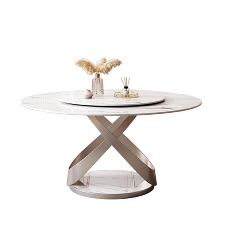 Round Sintered Stone Dining Table Modern Turntable Furniture with Pedestal Base for Home Clearhalo 'Dining Tables & Seating' 'Dining Tables' 'dining_table' 'furn' 'furn_dining_table' 'Furniture' 'Kitchen & Dining Furniture' 1200x1200_d2c885b7-a033-4f9f-b2eb-7a6d3d74ef7a