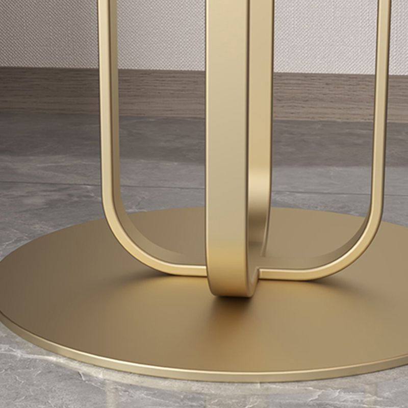 Tavola del laterale moderno in ardesia rotonda 21.65 "Fine piedistallo in metallo alto