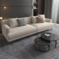 Modern Fabric Sofa Recessed Arm Seating with Pillows in White
