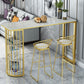 Stone Bar Dining Table Glam Bar Table with Double Pedestal for Kitchen Dining Room Clearhalo 'Bar Furniture' 'Bar Tables' 'bar_tables' 'furn' 'furn_bar_tables' 'Furniture' 'furniture_bar_tables' 'Kitchen & Dining Furniture' 1200x1200_d2ca2727-18cf-4b6b-b6e8-35024df85810