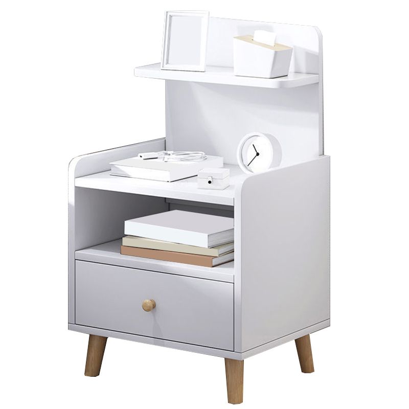 Mesa de madera dormitorio de almacenamiento abierto nocturno con cajón