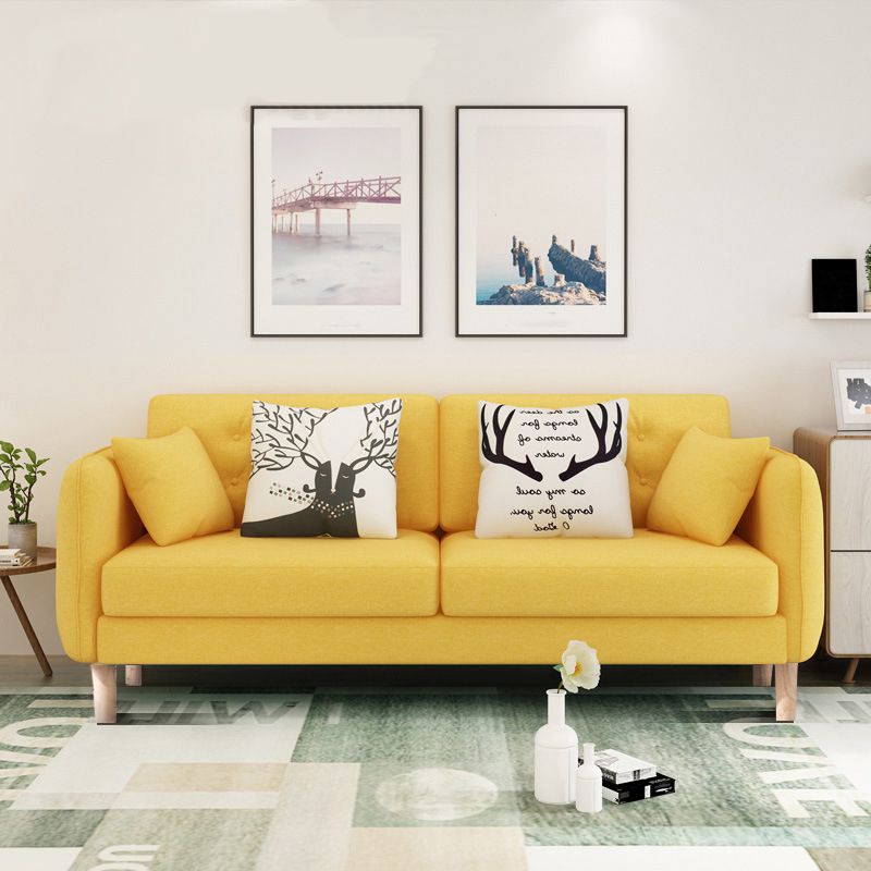 Contemporary Cotton Blend Tufted Slipcovered Sofa with Square Arm Clearhalo 'Furniture' 'furniture_sofas' 'kitchen' 'kitchen_sofas' 'Living Room Furniture' 'Sofa' 'sofas' 1200x1200_d2ccf0e0-a84f-49cd-ab52-fe711ea56709