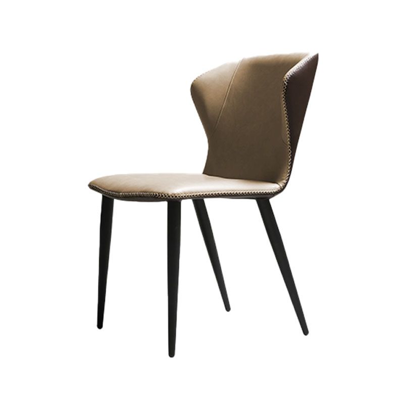 Industrial Armless Wingback Parsons Chair for Kitchen Faux Leather Dining Chairs Clearhalo ' kitchen&dining_furn' 'Dining Chairs' 'Dining Tables & Seating' 'dining_chair' 'furn' 'furn_dining_chair' 'Furniture' 'furniture_dining_chair' 'Kitchen & Dining Furniture' 'kitchen' 1200x1200_d2cd03b3-3de7-4e57-9cbd-e48a5b93db3f