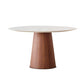Modern Round Dining Table White Stone Tabletop with Wood Pedestal Base Clearhalo 'Dining Tables & Seating' 'Dining Tables' 'dining_table' 'furn' 'furn_dining_table' 'Furniture' 'Kitchen & Dining Furniture' 1200x1200_d2cecc97-ce6e-4b14-937a-87fd17869463